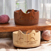 Handmade Wooden Cat Ear Yarn Bowl